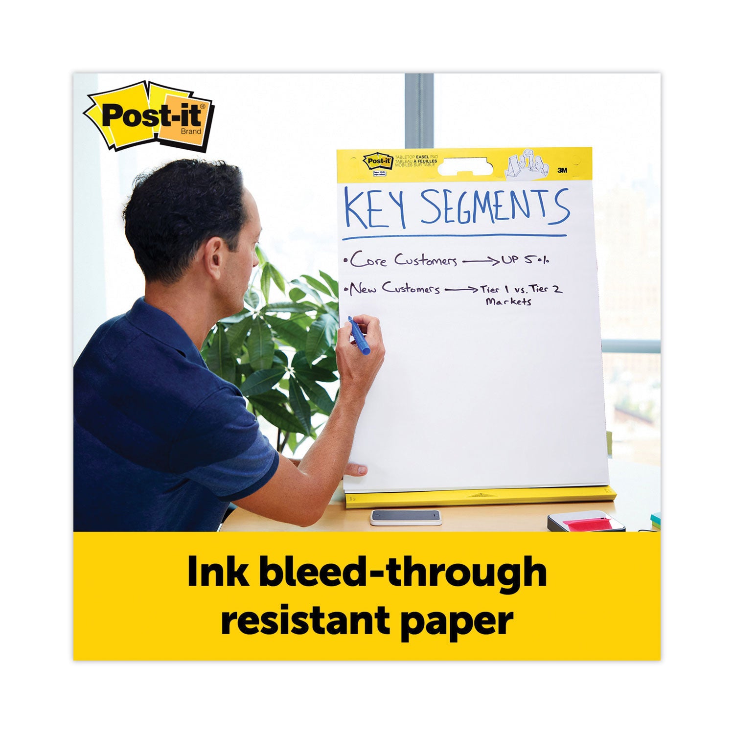 Original Tabletop Easel Pad with Self-Stick Sheets, Unruled, 20 x 23, White, 20 Sheets