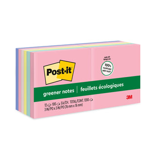 Original Recycled Note Pads, 3" x 3", Sweet Sprinkles Collection Colors, 100 Sheets/Pad, 12 Pads/Pack - 