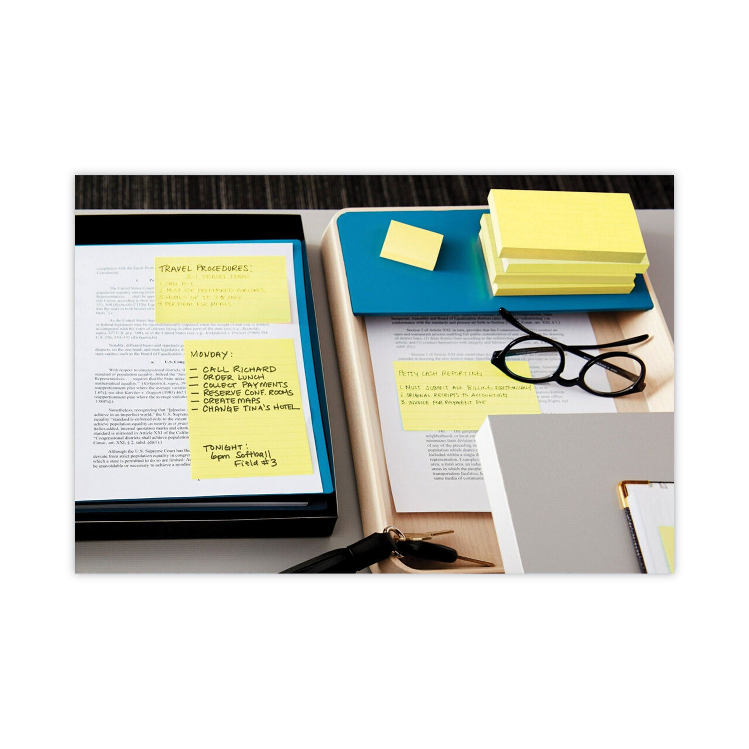 Original Recycled Note Pads, 3" x 5", Canary Yellow, 100 Sheets/Pad, 12 Pads/Pack - 