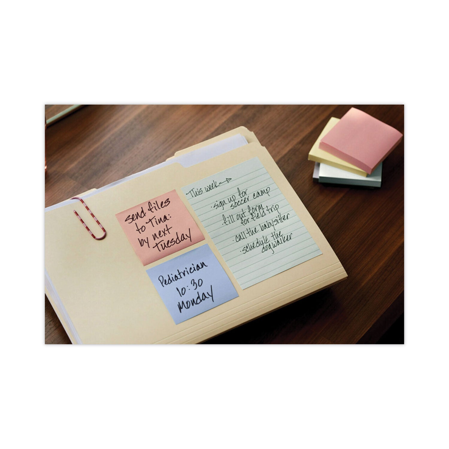 Original Recycled Note Pads, Note Ruled, 4" x 6", Sweet Sprinkles Collection Colors, 100 Sheets/Pad, 5 Pads/Pack - 