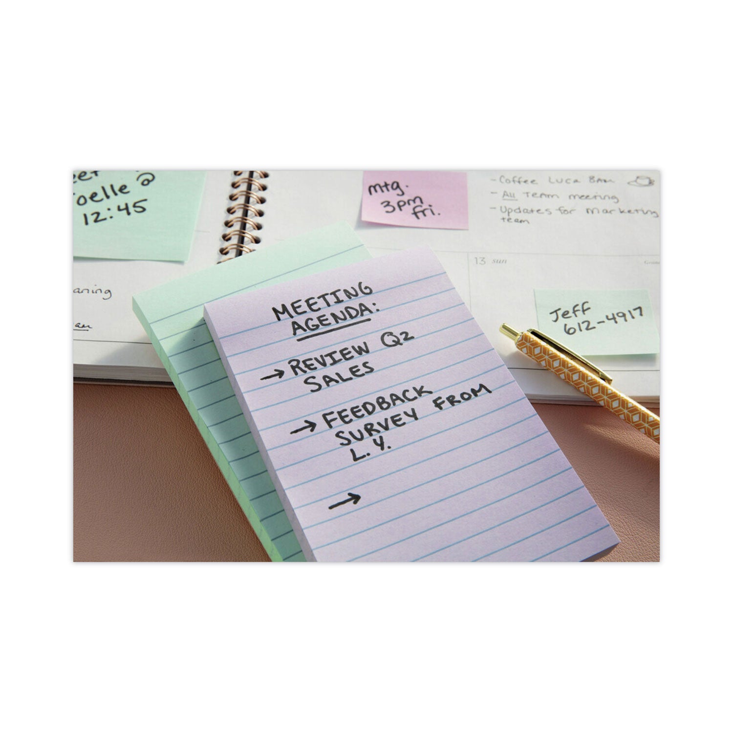 Original Recycled Note Pads, Note Ruled, 4" x 6", Sweet Sprinkles Collection Colors, 100 Sheets/Pad, 5 Pads/Pack - 