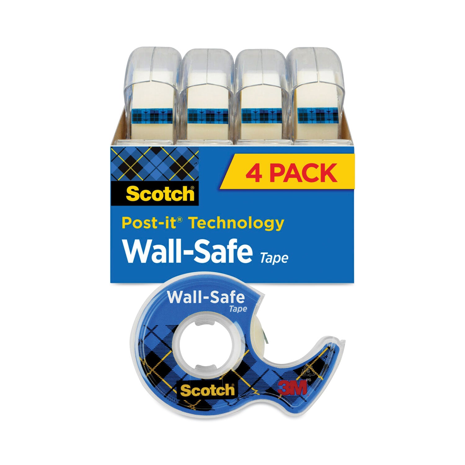 wall-safe-tape-with-dispenser-1-core-075-x-5417-ft-clear-4-pack_mmm4183 - 1