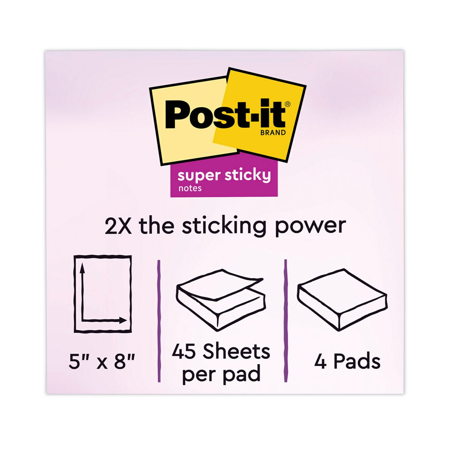 Pads in Energy Boost Collection Colors, Note Ruled, 5" x 8", 45 Sheets/Pad, 4 Pads/Pack - 