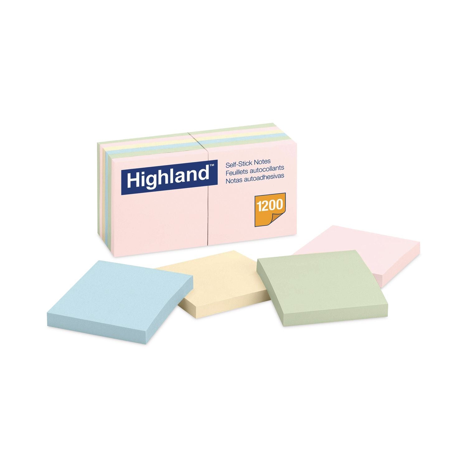 Self-Stick Notes, 3" x 3", Assorted Pastel Colors, 100 Sheets/Pad, 12 Pads/Pack