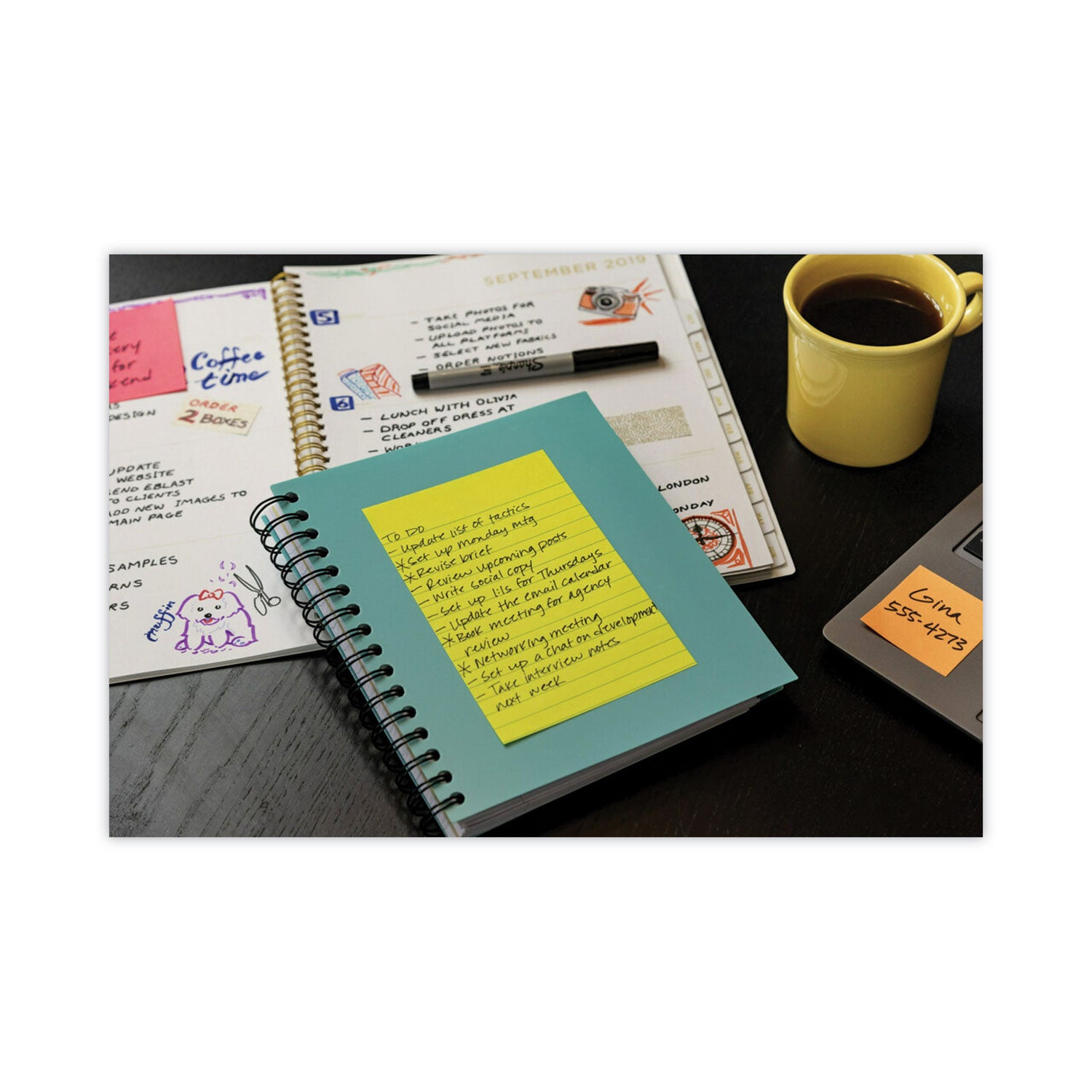Original Pads in Floral Fantasy Collection Colors, Note Ruled, 4" x 6", 100 Sheets/Pad, 3 Pads/Pack - 