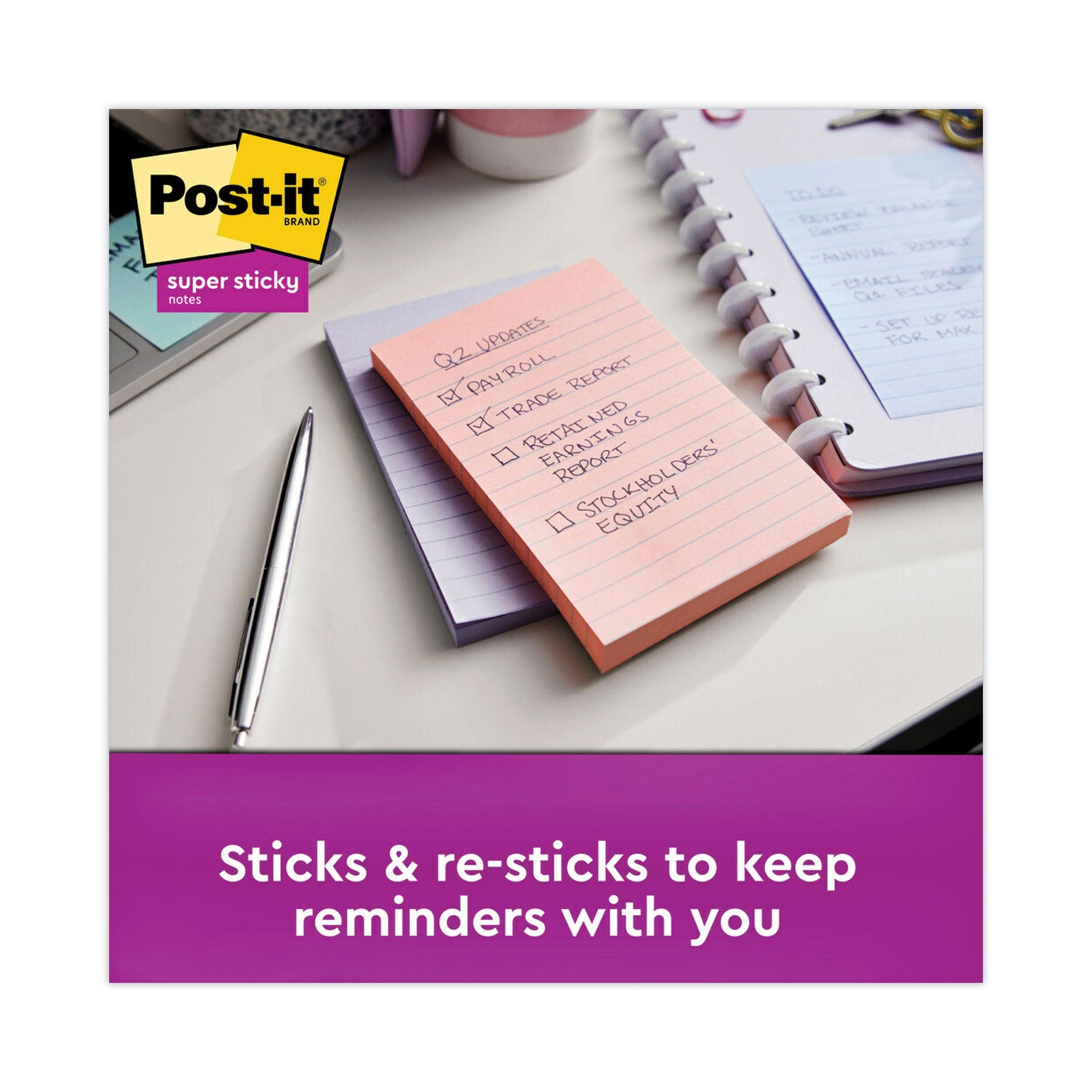 Recycled Notes in Wanderlust Pastels Collection Colors, Note Ruled, 4" x 6", 90 Sheets/Pad, 3 Pads/Pack - 