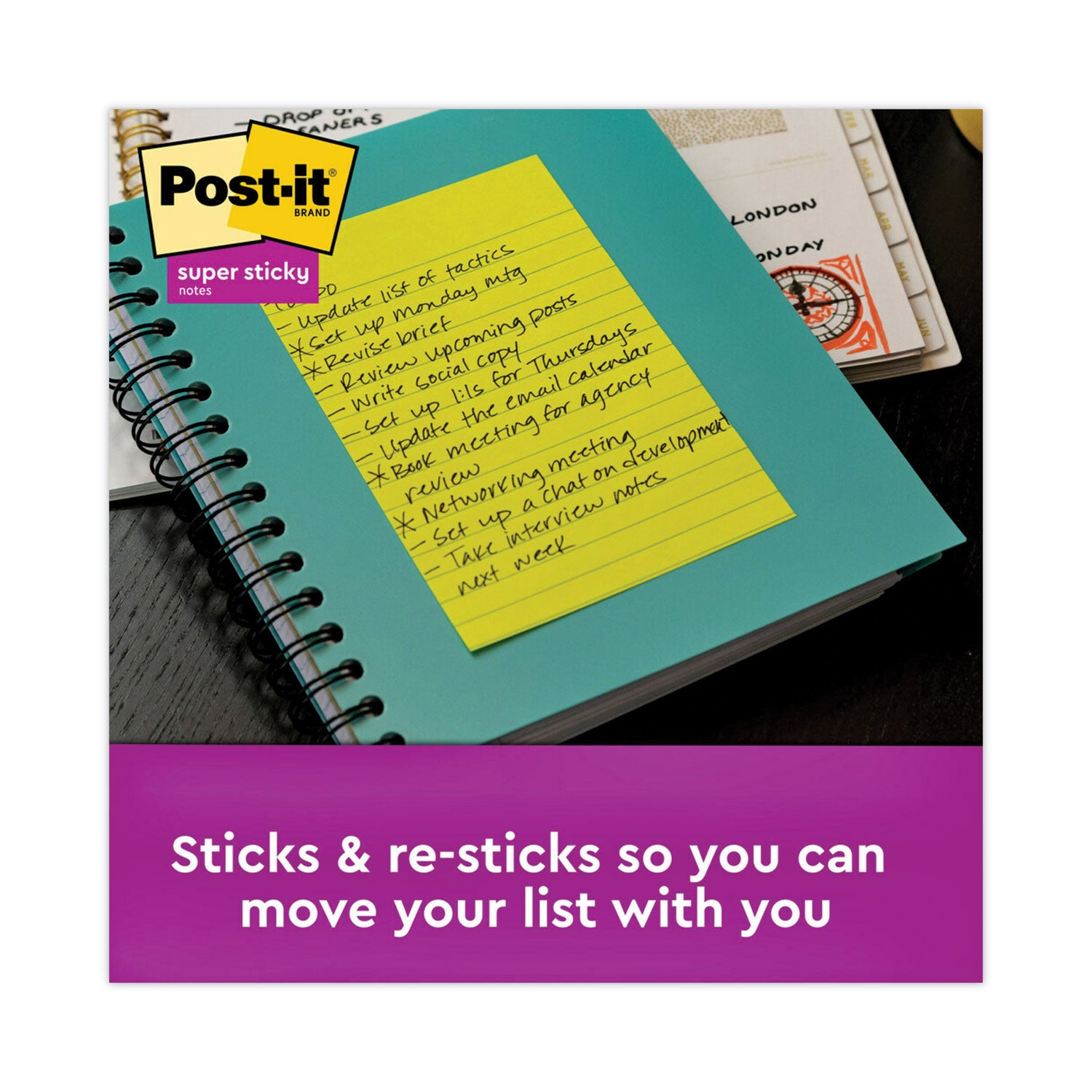 Pads in Energy Boost Collection Colors, Note Ruled, 4" x 6", 90 Sheets/Pad, 3 Pads/Pack