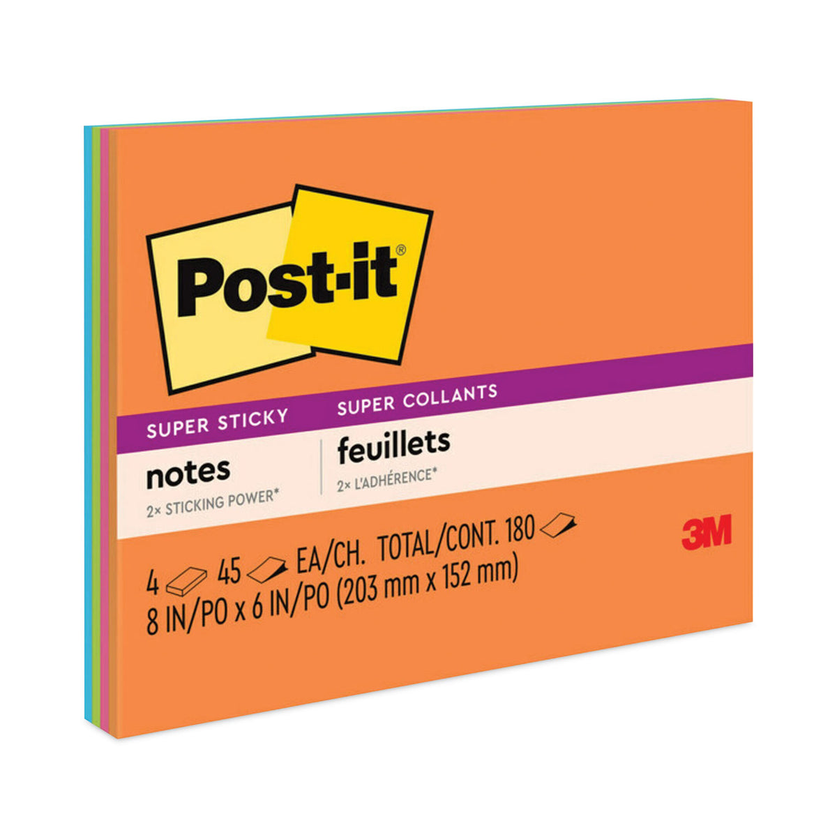 Meeting Notes in Energy Boost Collection Colors, 8" x 6", 45 Sheets/Pad, 4 Pads/Pack