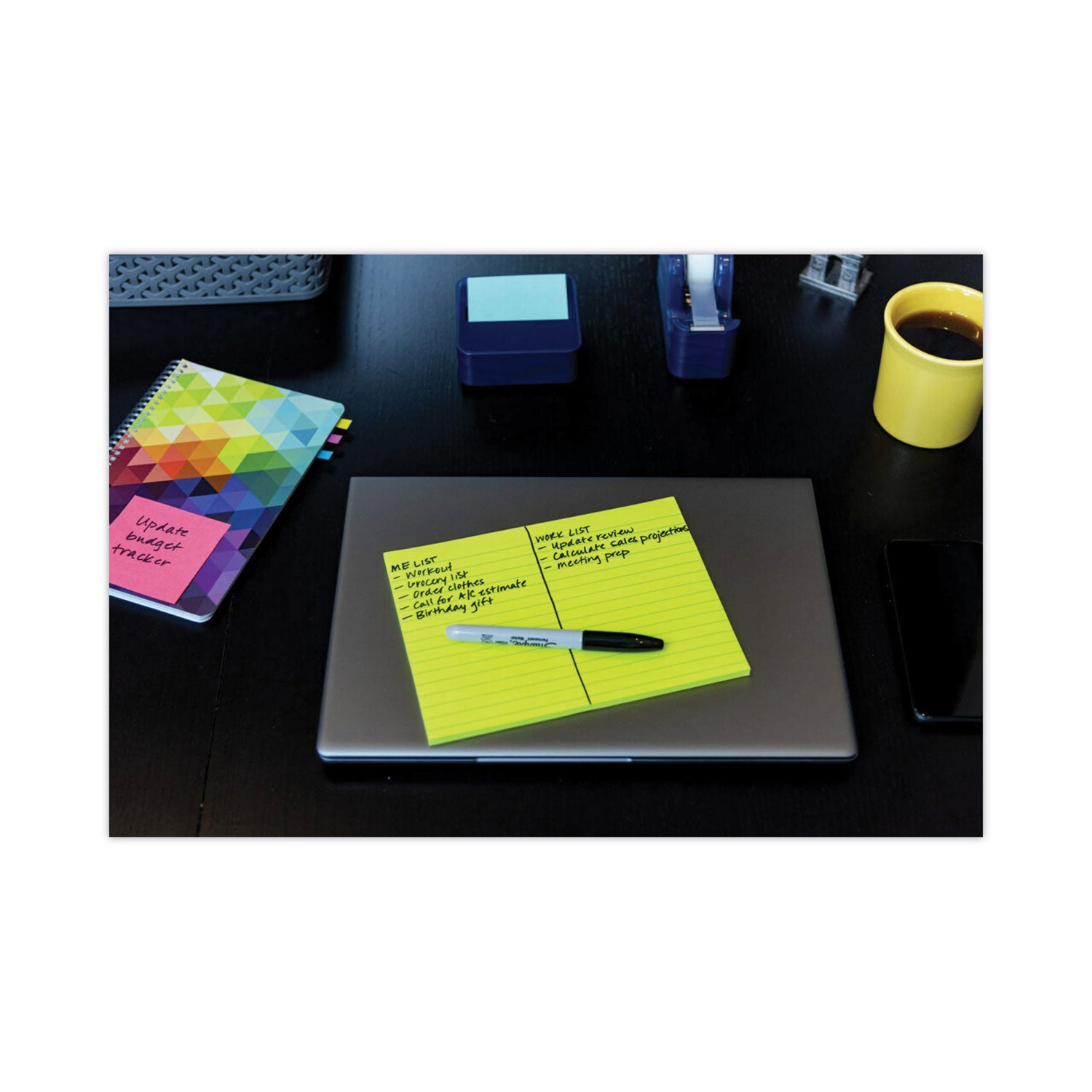 Meeting Notes in Energy Boost Collection Colors, Note Ruled, 8" x 6", 45 Sheets/Pad, 4 Pads/Pack - 