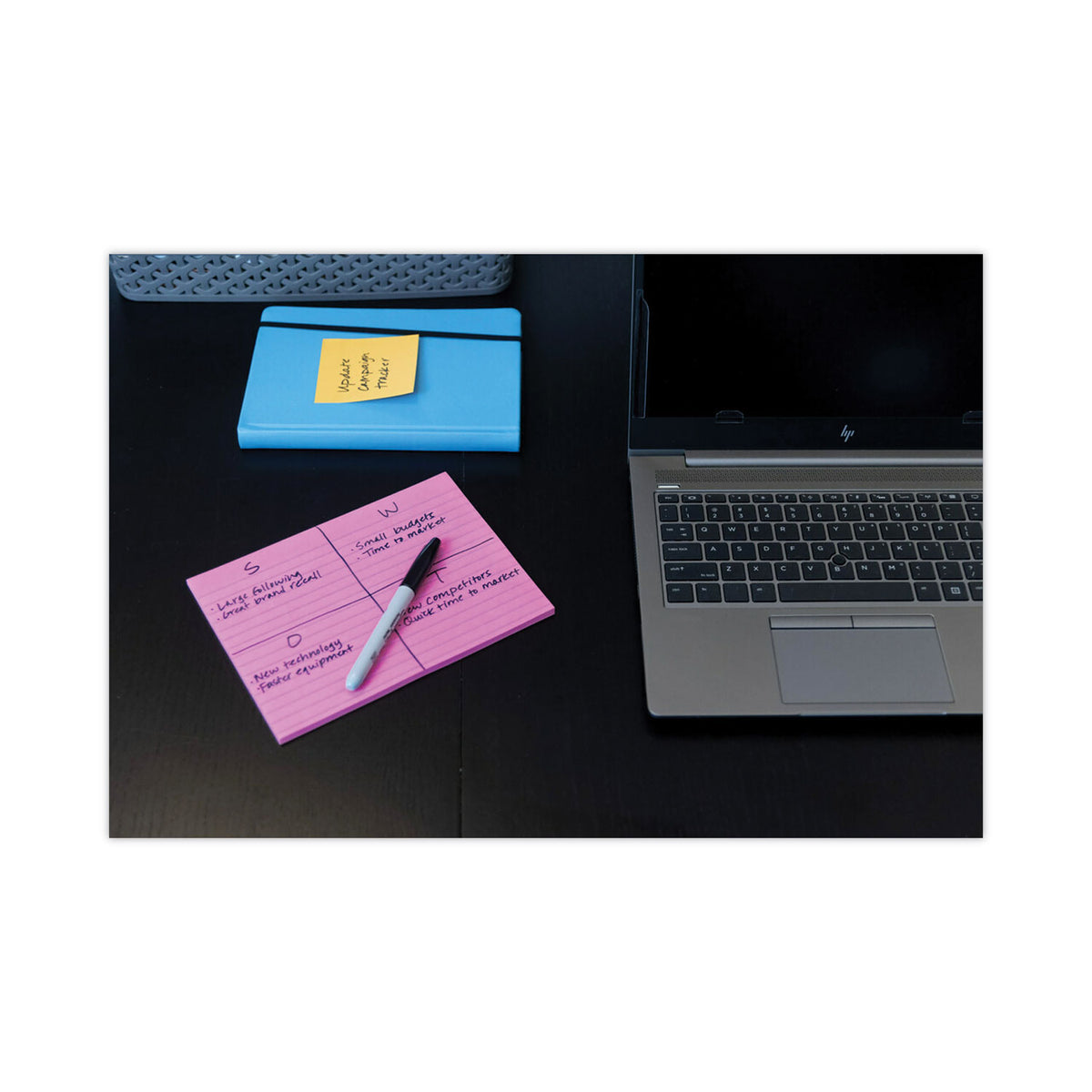 Meeting Notes in Energy Boost Collection Colors, Note Ruled, 8" x 6", 45 Sheets/Pad, 4 Pads/Pack