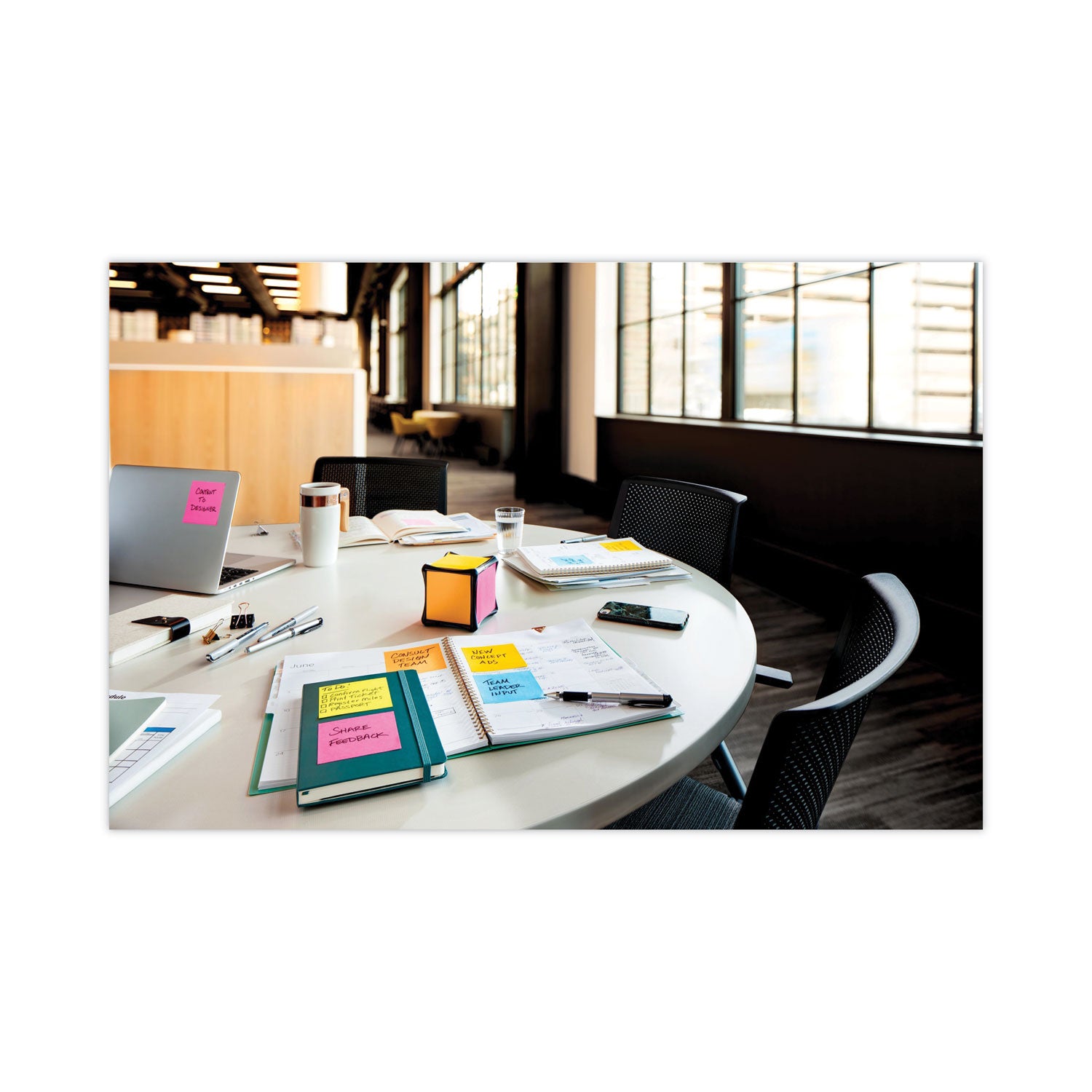 Full Stick Notes, 3" x 3", Energy Boost Collection Colors, 25 Sheets/Pad, 12 Pads/Pack - 