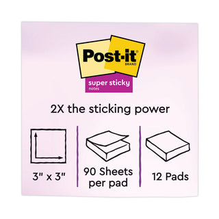 Pads in Supernova Neon Collection Colors, 3" x 3", 90 Sheets/Pad, 12 Pads/Pack