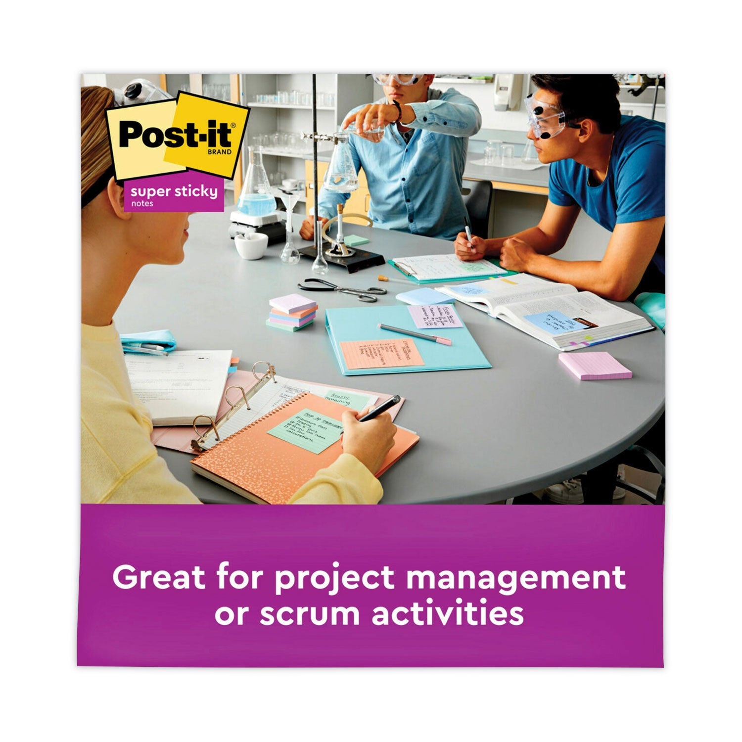 Recycled Notes in Wanderlust Pastels Collection Colors, 3" x 3", 90 Sheets/Pad, 12 Pads/Pack - 