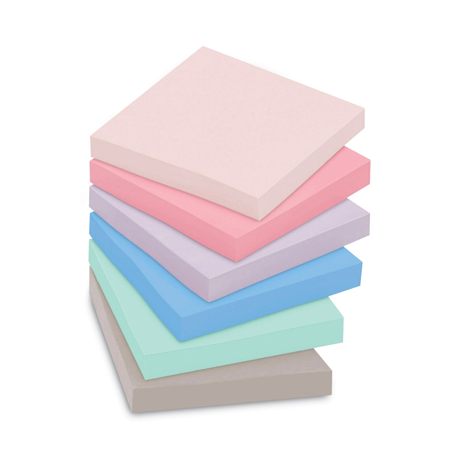 Recycled Notes in Wanderlust Pastels Collection Colors, 3" x 3", 90 Sheets/Pad, 12 Pads/Pack - 