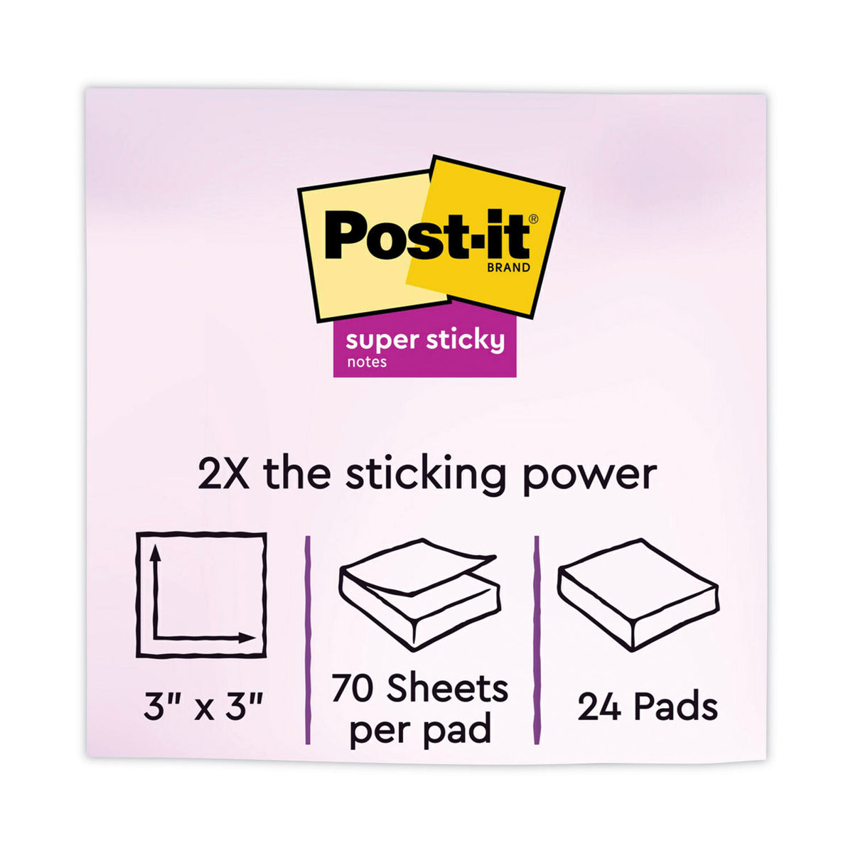 Recycled Notes in Wanderlust Pastel Collection Colors, Cabinet Pack, 3" x 3", 70 Sheets/Pad, 24 Pads/Pack - 