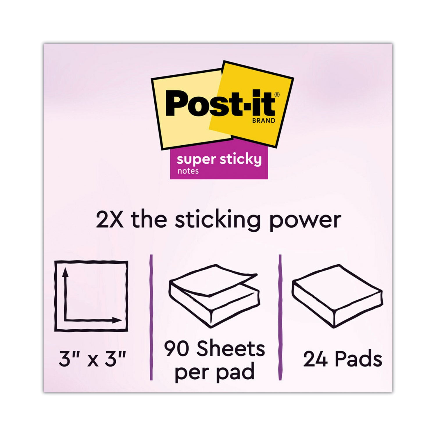 Pads in Canary Yellow, Cabinet Pack, 3" x 3", 90 Sheets/Pad, 24 Pads/Pack - 