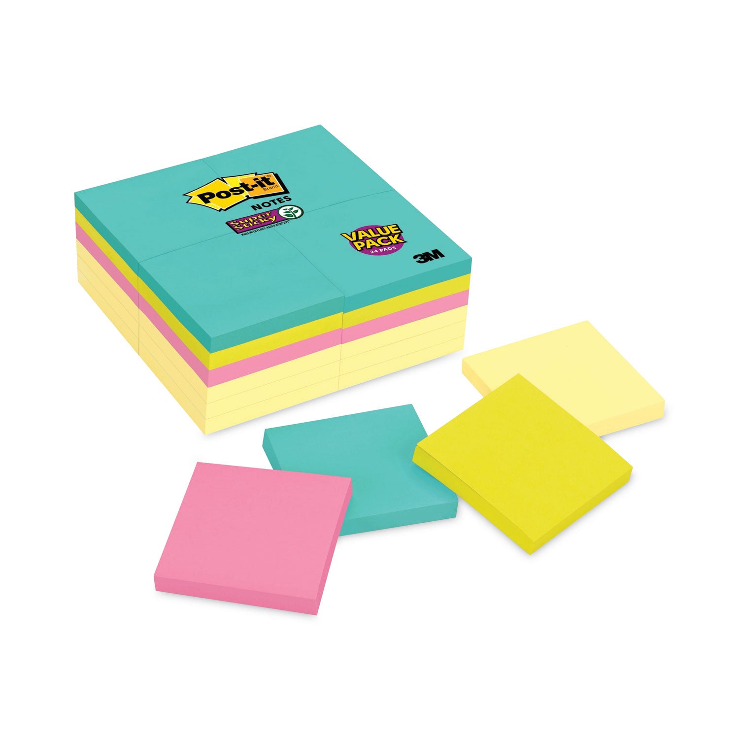 self-stick-notes-office-pack-3-x-3-supernova-neons-collection-colors-90-sheets-pad-24-pads-pack_mmm65424sscym - 1