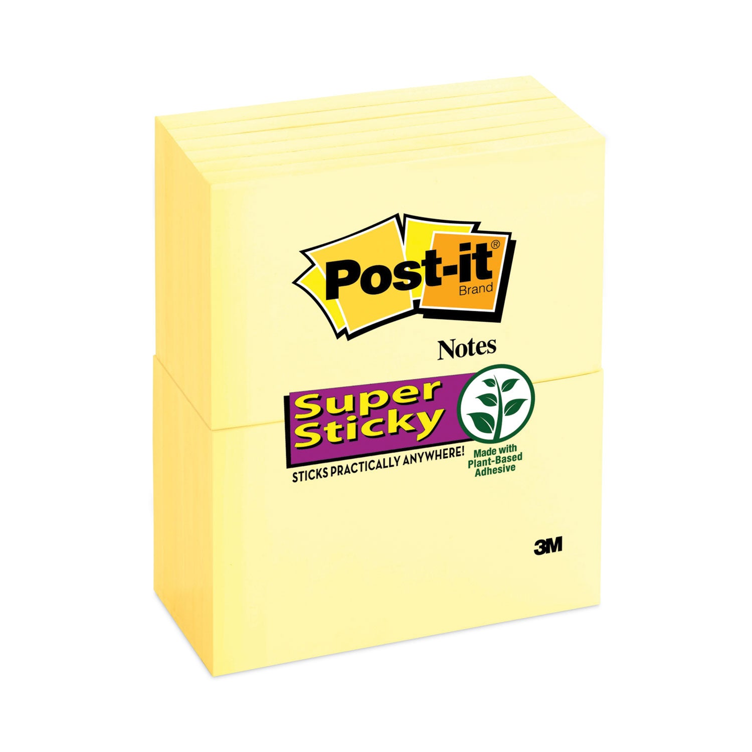 Pads in Canary Yellow, 3" x 5", 90 Sheets/Pad, 12 Pads/Pack - 