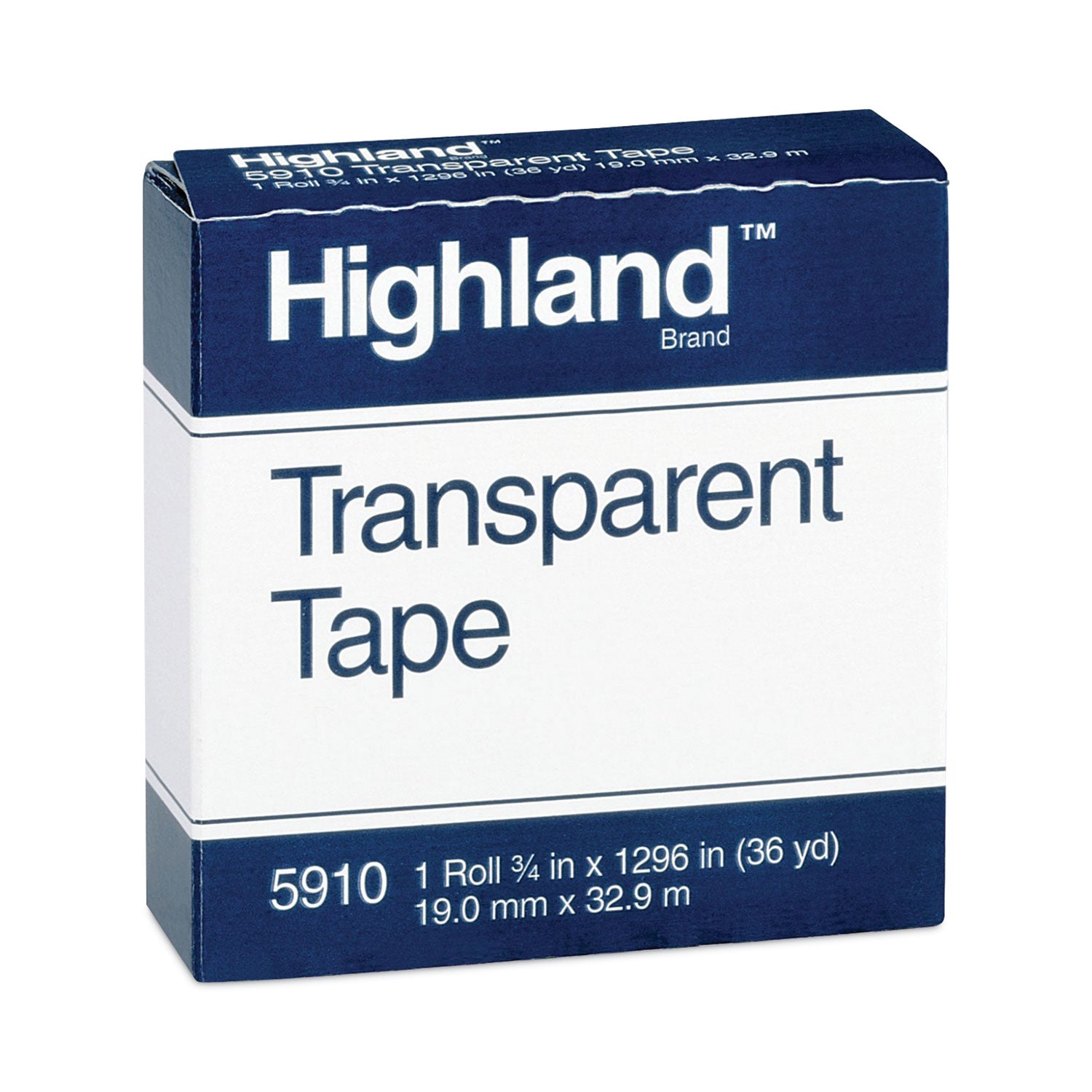 Transparent Tape, 1" Core, 0.75" x 36 yds, Clear - 