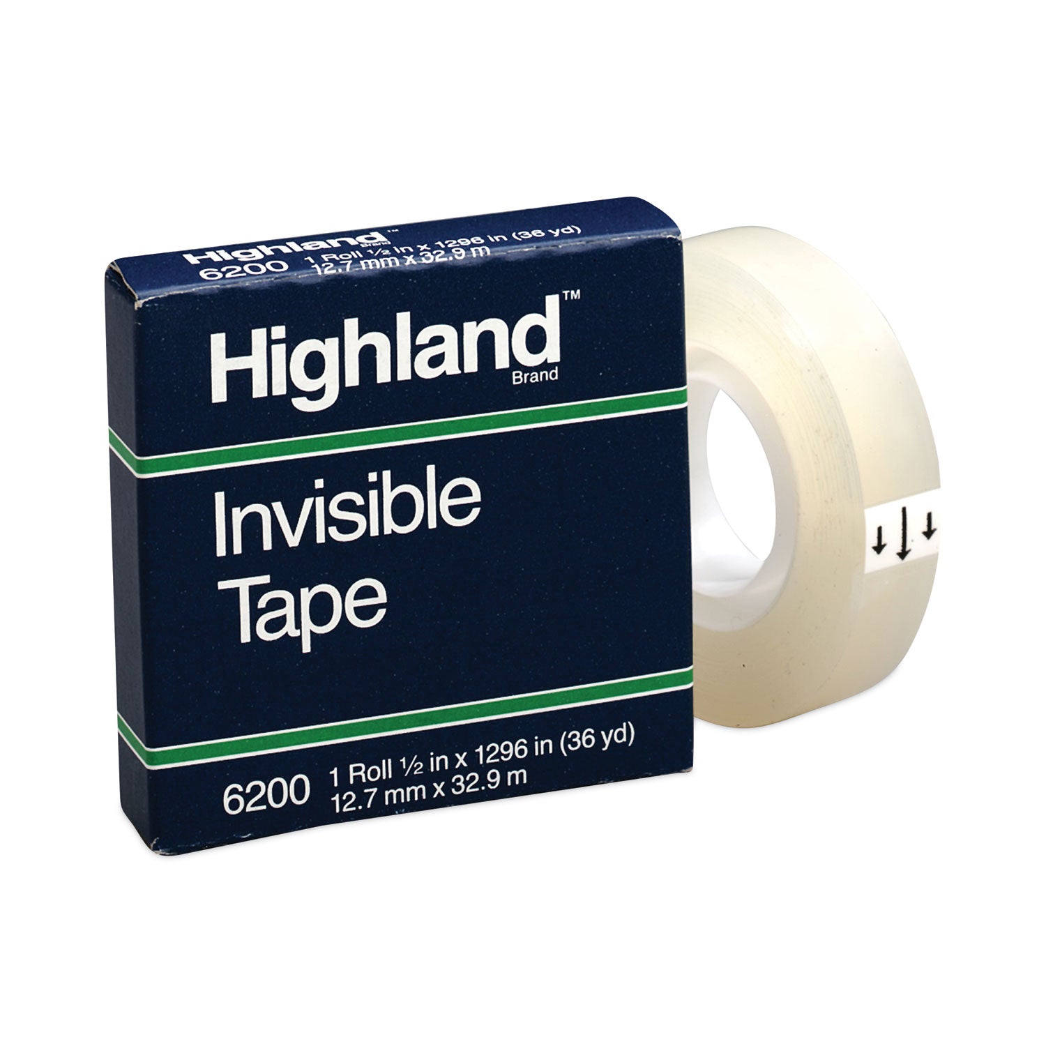 Invisible Permanent Mending Tape, 1" Core, 0.5" x 36 yds, Clear - 
