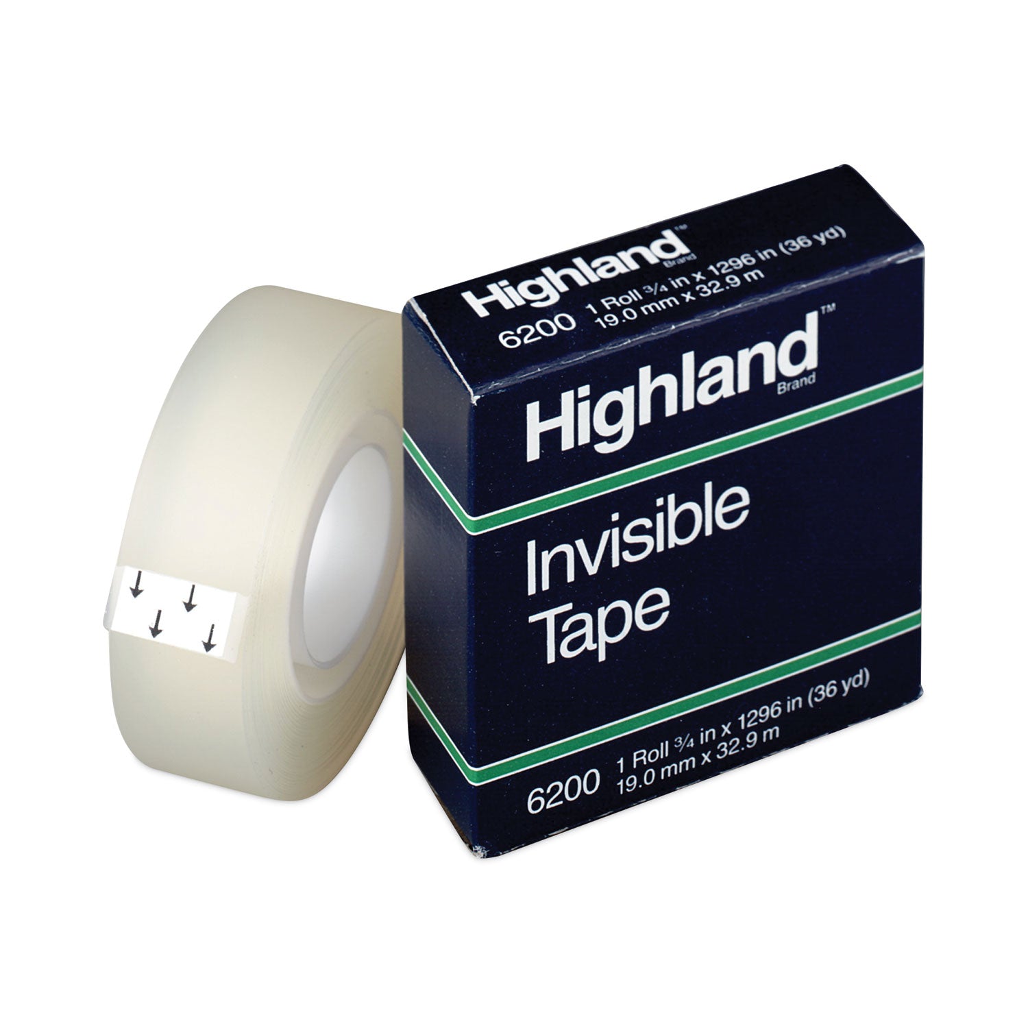 Invisible Permanent Mending Tape, 1" Core, 0.75" x 36 yds, Clear - 
