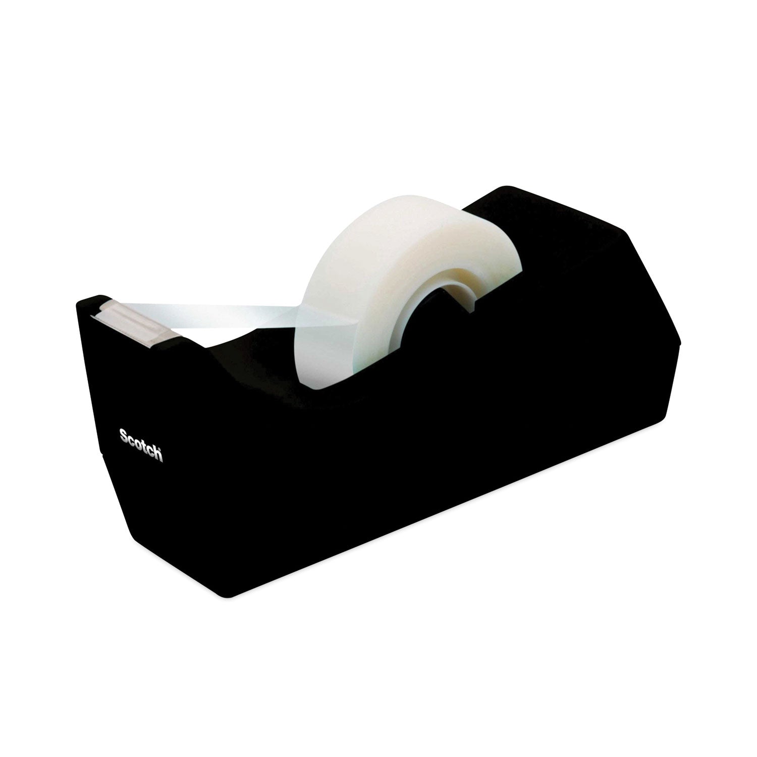 Desktop Tape Dispenser, Weighted Non-Skid Base, 1" Core, Black - 