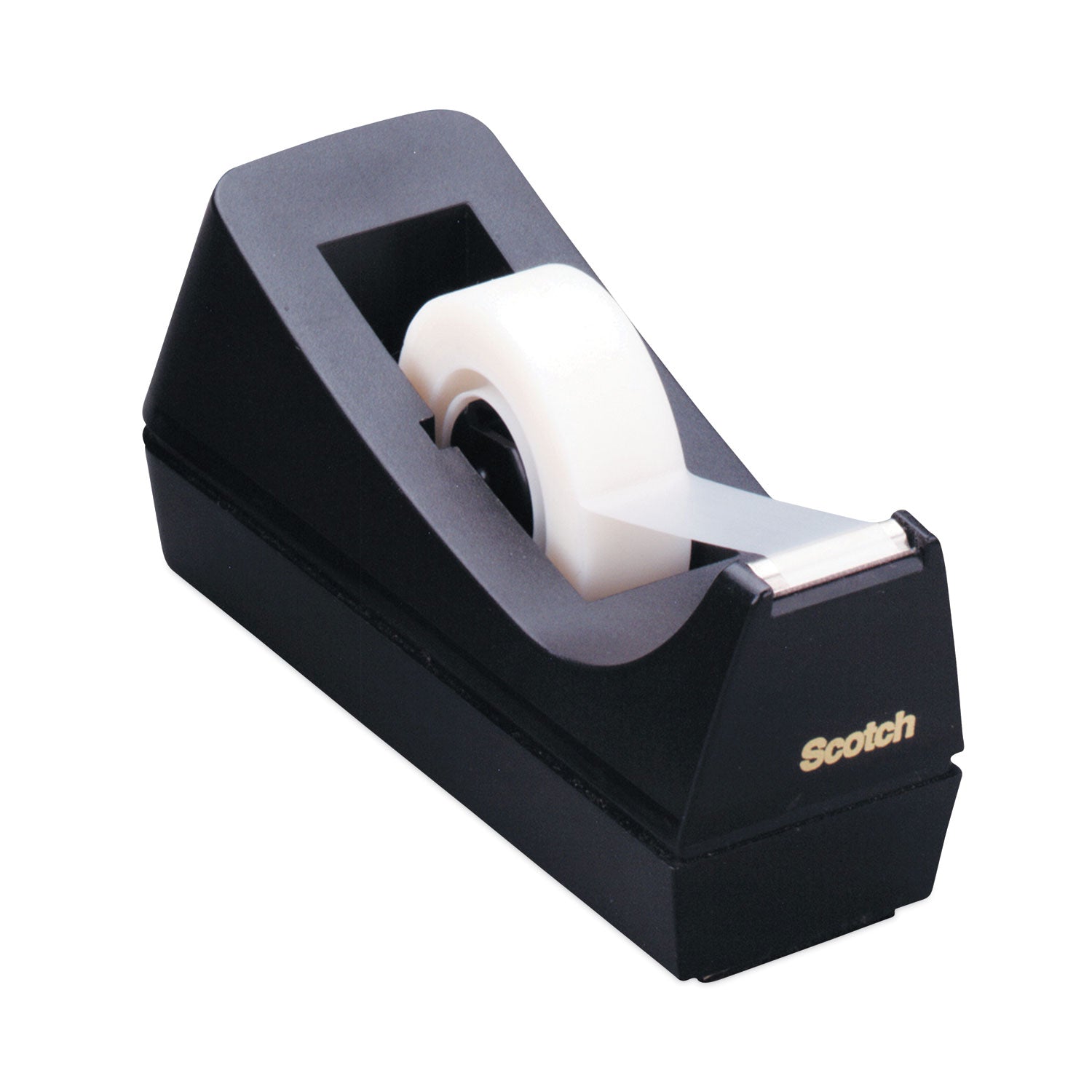 Desktop Tape Dispenser, Weighted Non-Skid Base, 1" Core, Black - 