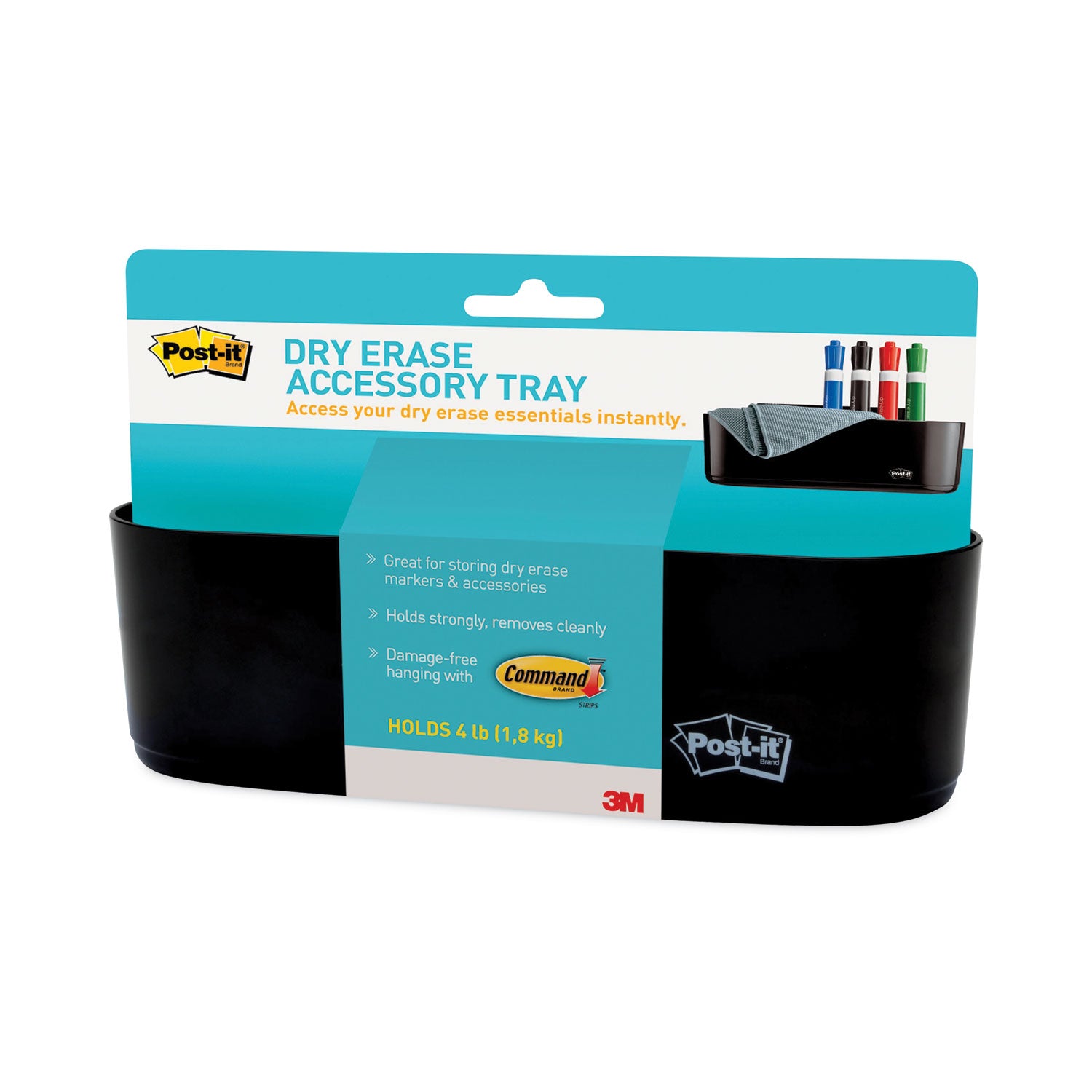 Dry Erase Accessory Tray, 8.5 x 3 x 5.25, Black - 