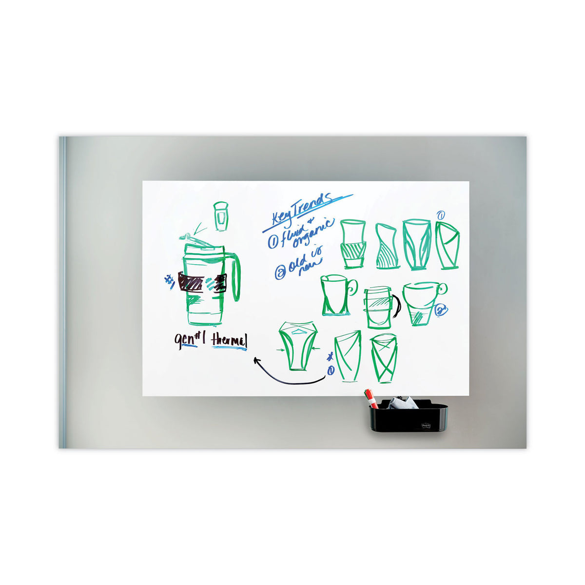 Dry Erase Accessory Tray, 8.5 x 3 x 5.25, Black