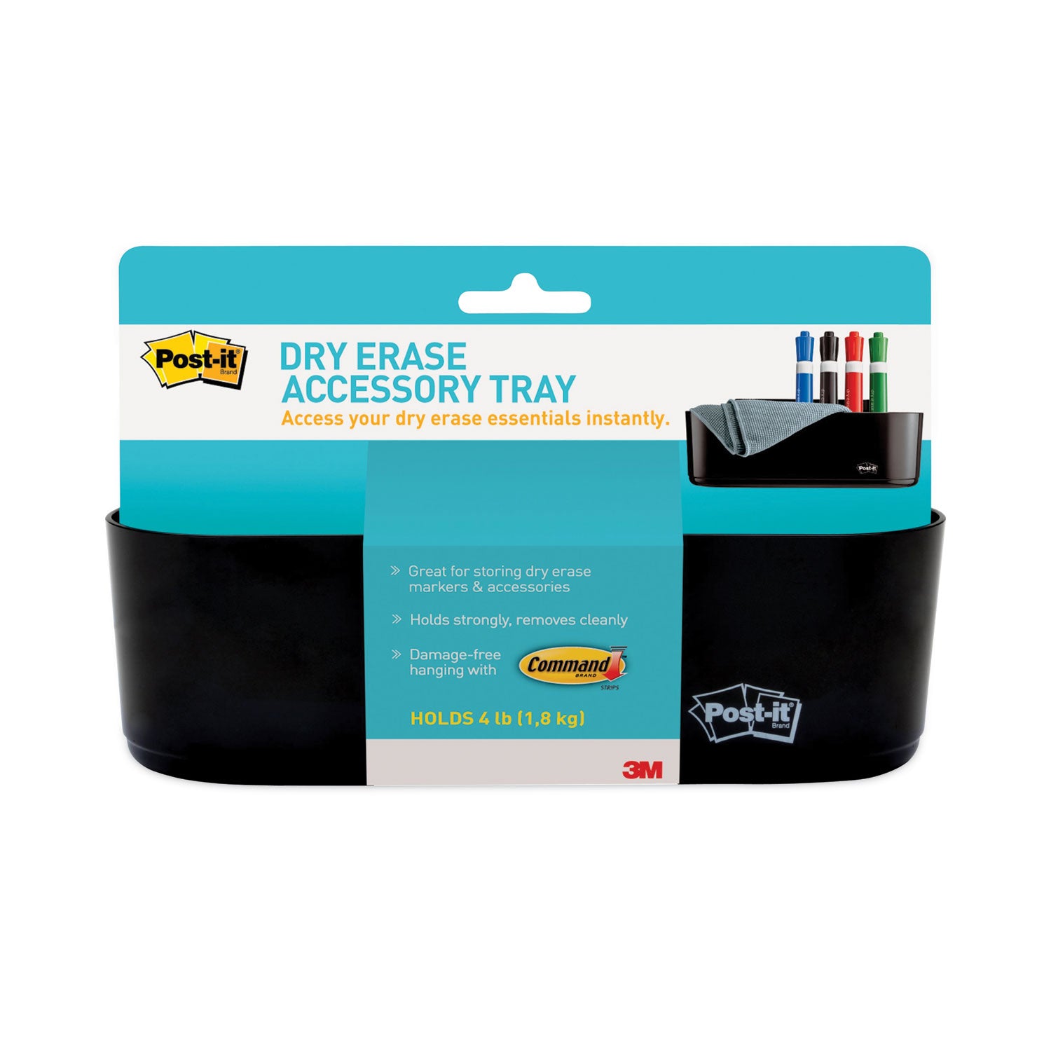 Dry Erase Accessory Tray, 8.5 x 3 x 5.25, Black - 