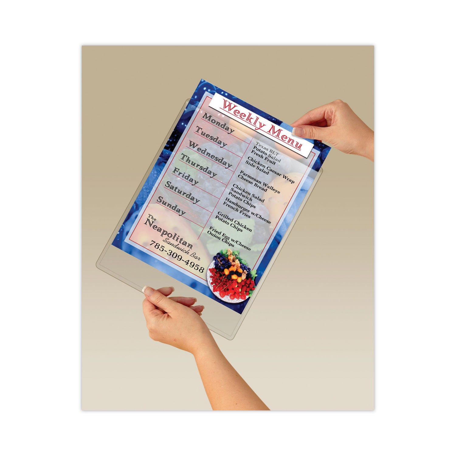 Display Pocket, Removable Interlocking Fasteners, Plastic, 8.5 x 11, Clear