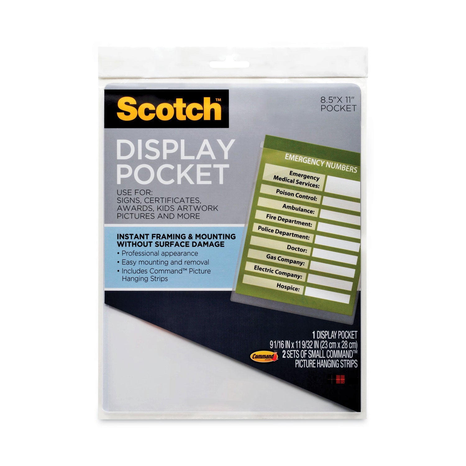 Display Pocket, Removable Interlocking Fasteners, Plastic, 8.5 x 11, Clear - 