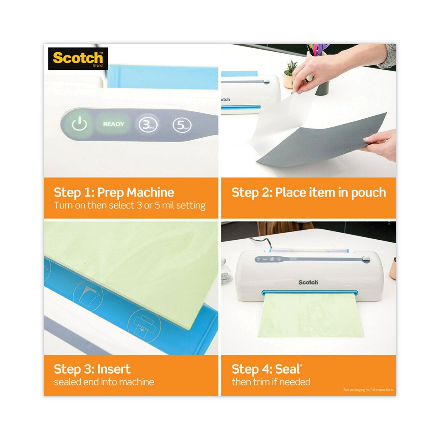 Self-Sealing Laminating Pouches, 9.5 mil, 3.88" x 2.44", Gloss Clear, 25/Pack - 