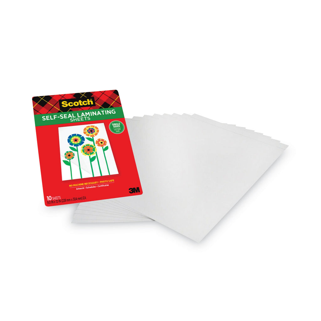 Self-Sealing Laminating Sheets, 6 mil, 9.06" x 11.63", Gloss Clear, 10/Pack - 