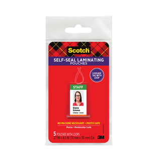 Self-Sealing Laminating Pouches, 12.5 mil, 2.81" x 4.5", Gloss Clear, 5/Pack - 