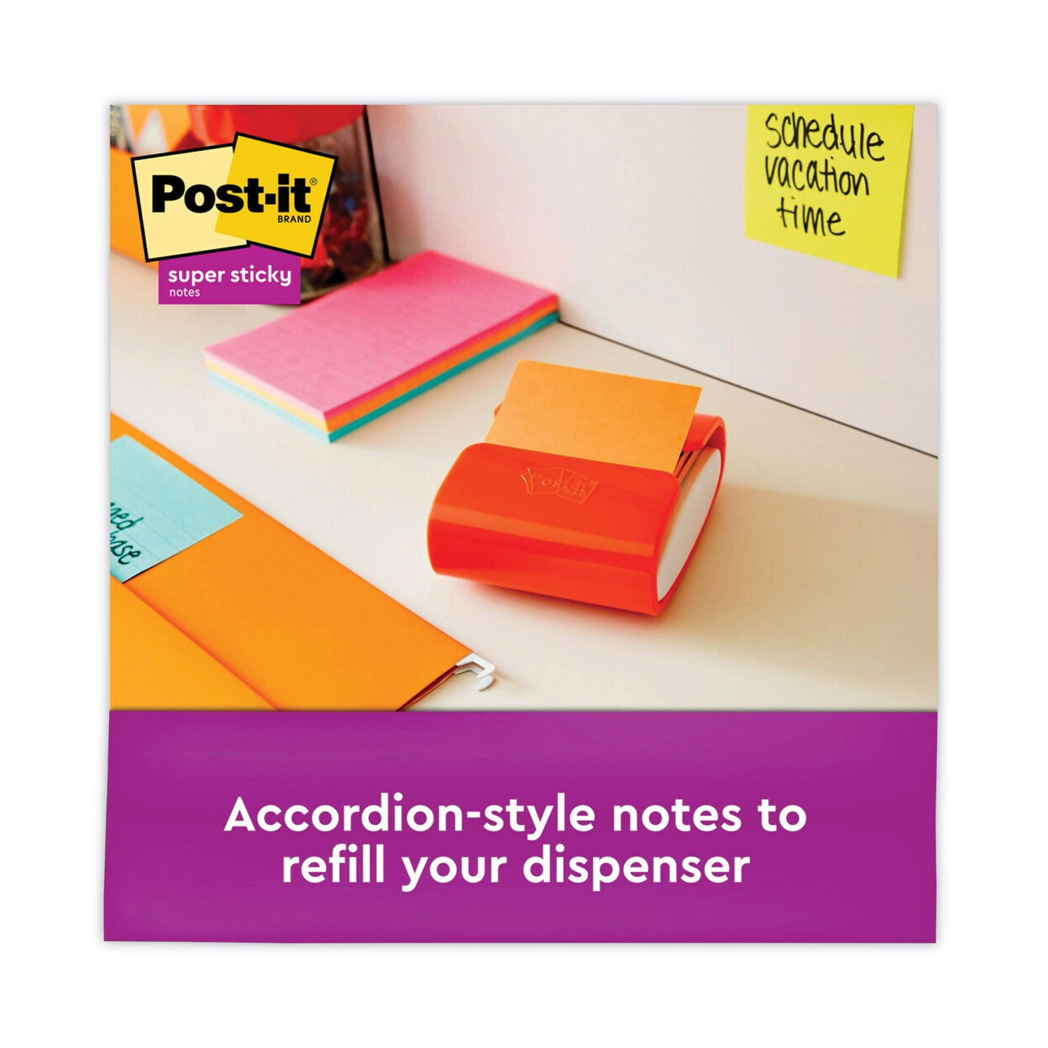 Pop-up 3 x 3 Note Refill, 3" x 3", Energy Boost Collection Colors, 90 Sheets/Pad, 10 Pads/Pack - 