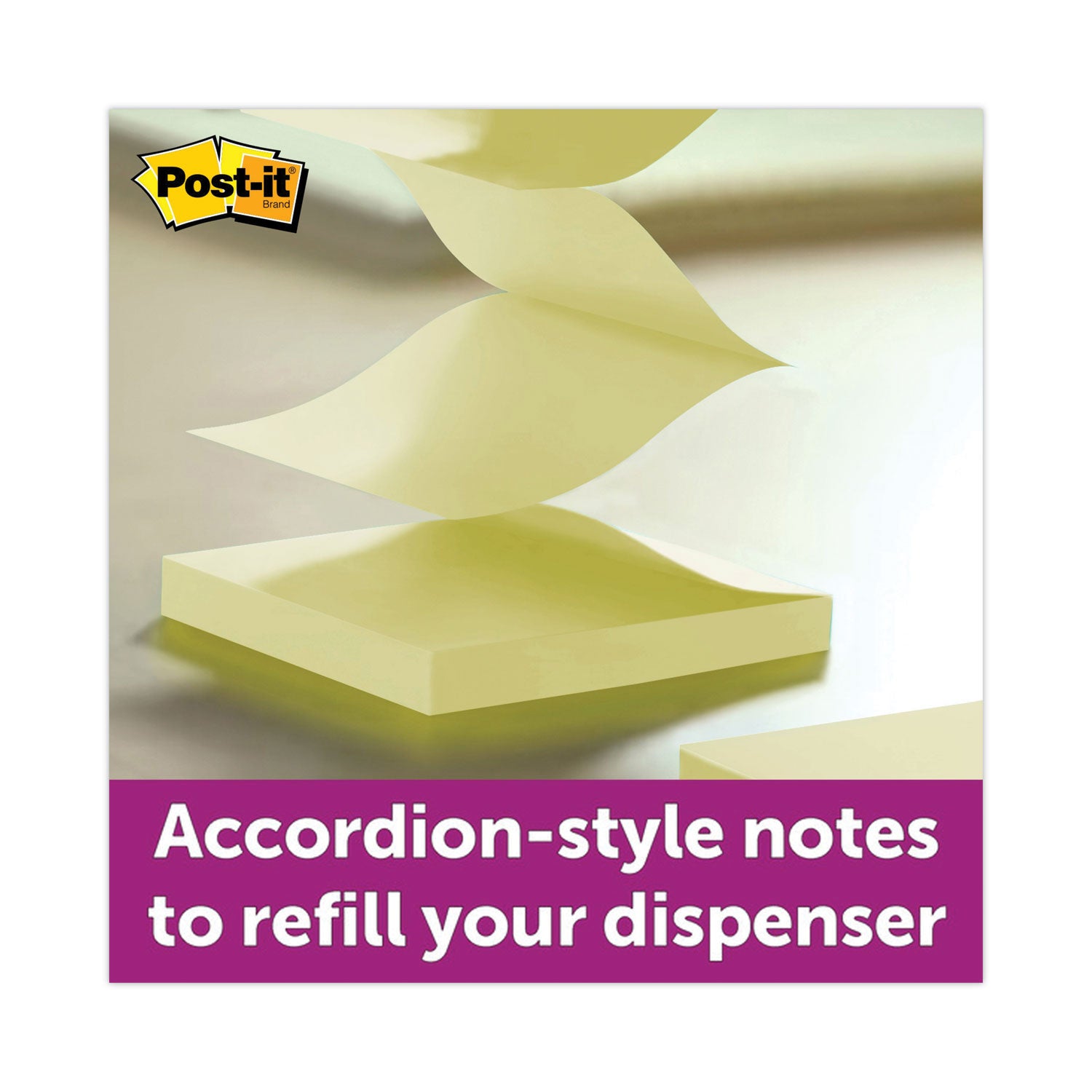 Pop-up 3 x 3 Note Refill, 3" x 3", Canary Yellow, 90 Sheets/Pad, 12 Pads/Pack - 