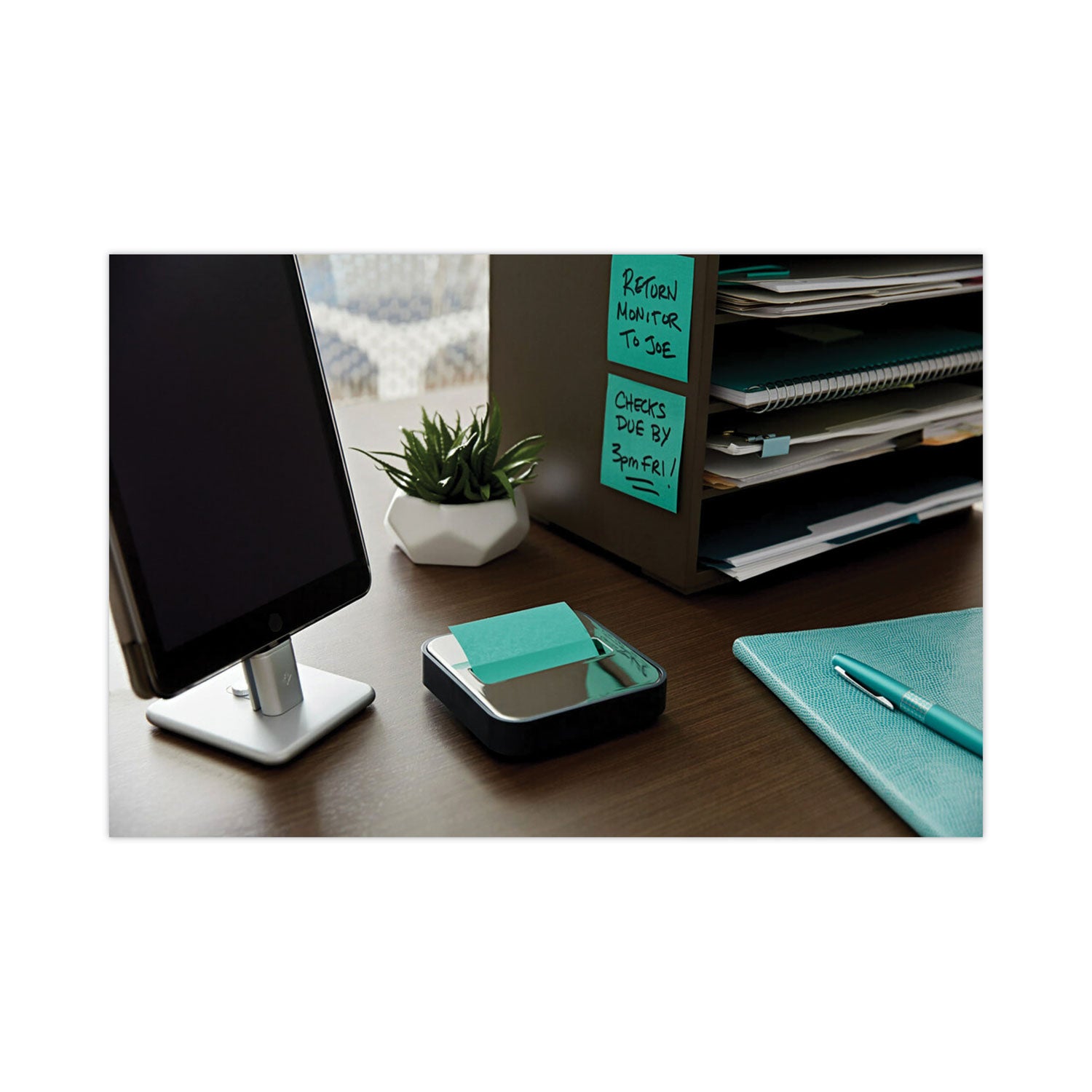 Steel Top Dispenser, For 3 x 3 Pads, Black/Steel