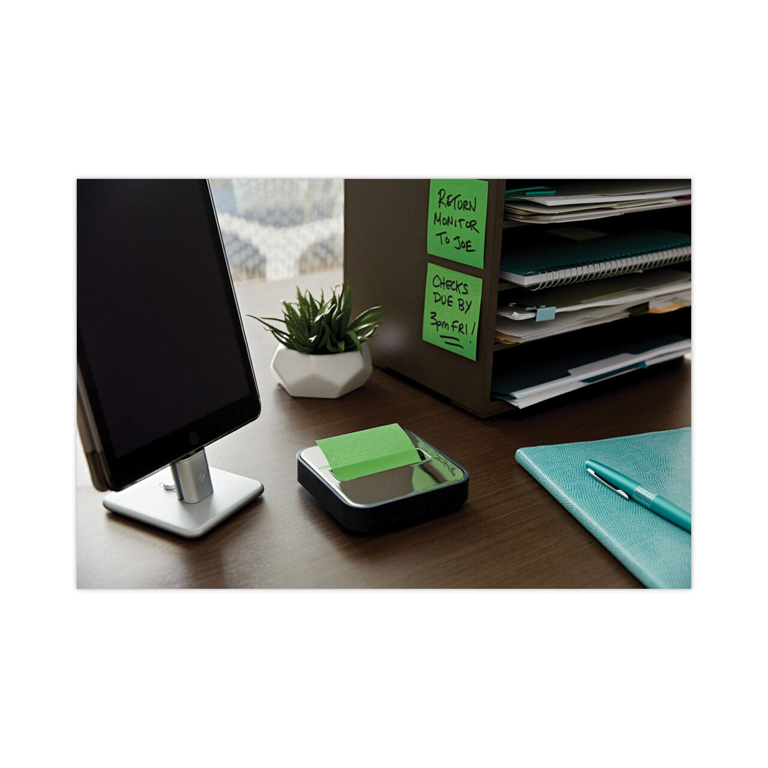 Steel Top Dispenser, For 3 x 3 Pads, Black/Steel