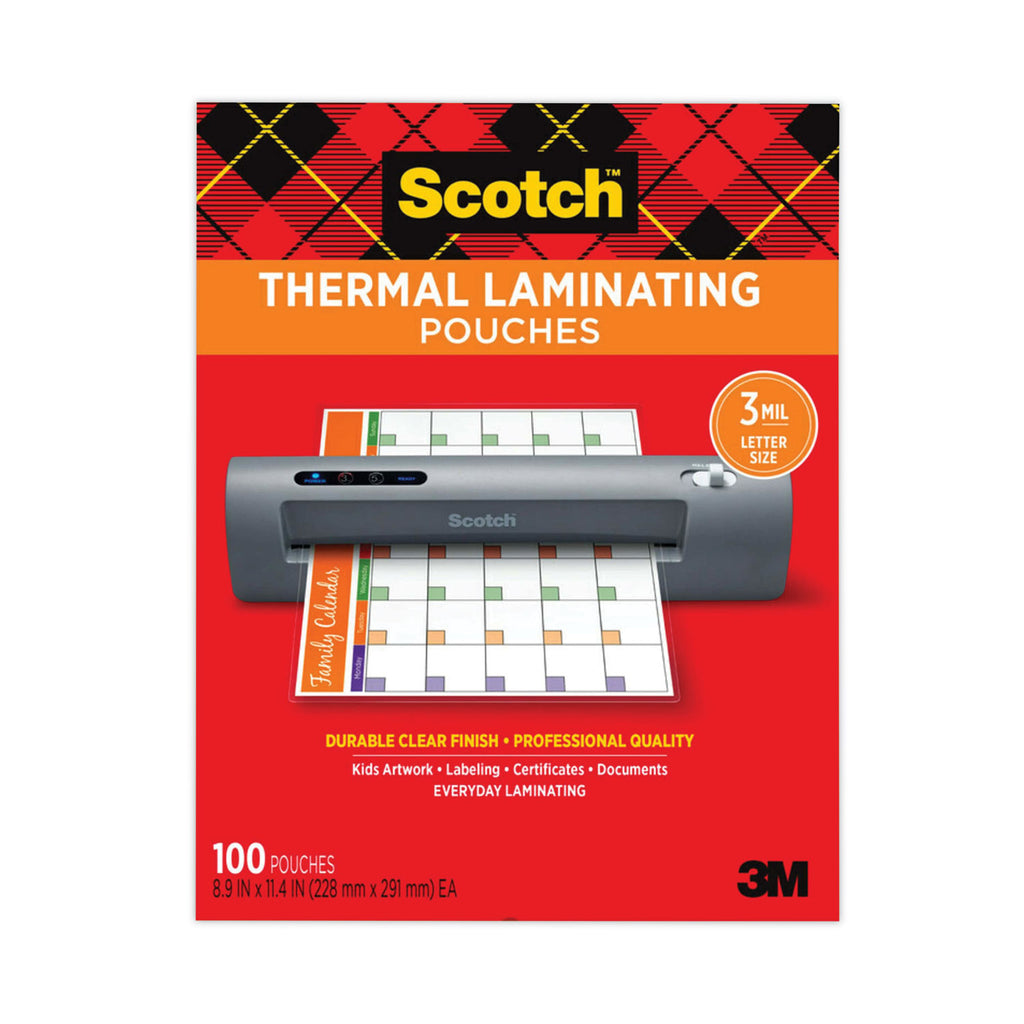 Laminating Pouches, 3 mil, 9" x 11.5", Gloss Clear, 100/Pack - 