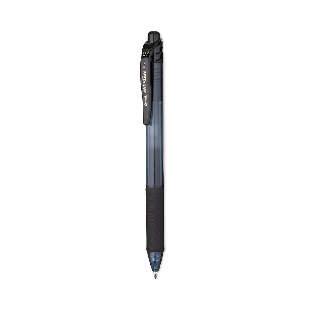 EnerGel-X Gel Pen, Retractable, Medium 0.7 mm, Black Ink, Smoke/Black Barrel, 24/Pack - 