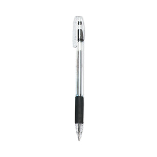EasyTouch Ballpoint Pen, Stick, Medium 1 mm, Black Ink, Clear/Black Barrel, Dozen - 