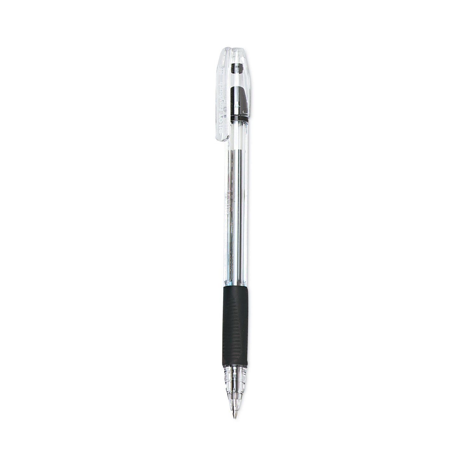 EasyTouch Ballpoint Pen, Stick, Medium 1 mm, Black Ink, Clear/Black Barrel, Dozen - 