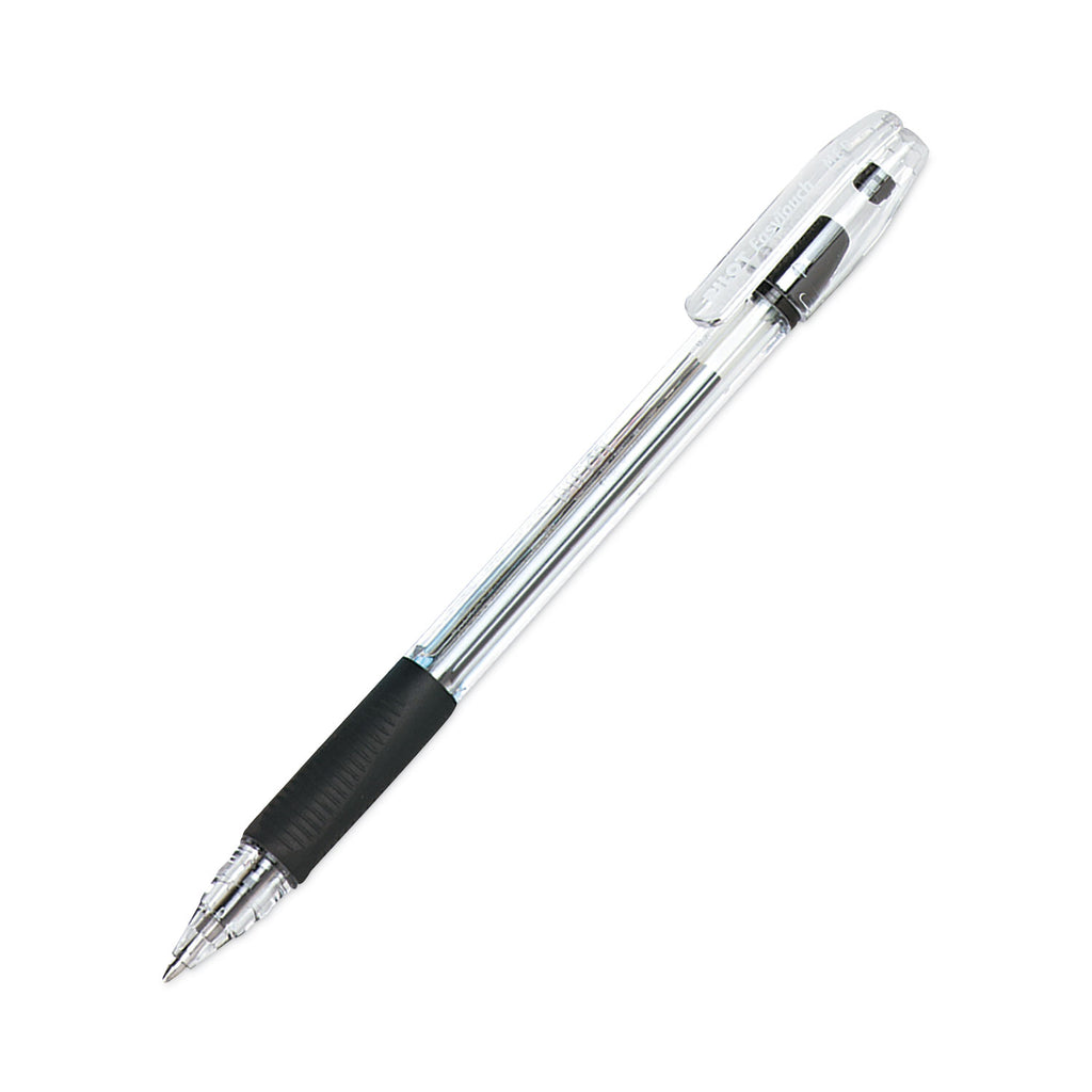 EasyTouch Ballpoint Pen, Stick, Medium 1 mm, Black Ink, Clear/Black Barrel, Dozen - 