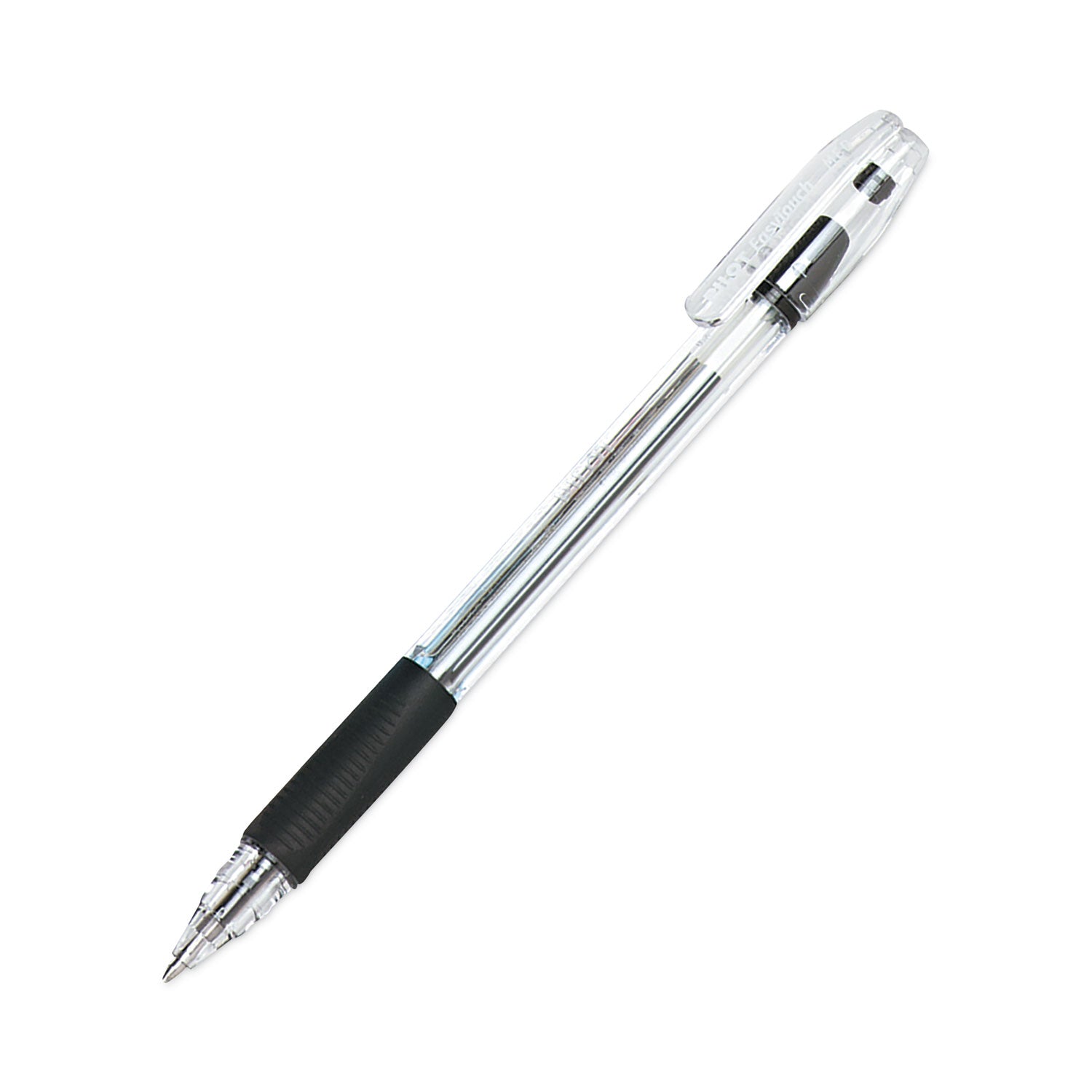 EasyTouch Ballpoint Pen, Stick, Medium 1 mm, Black Ink, Clear/Black Barrel, Dozen - 