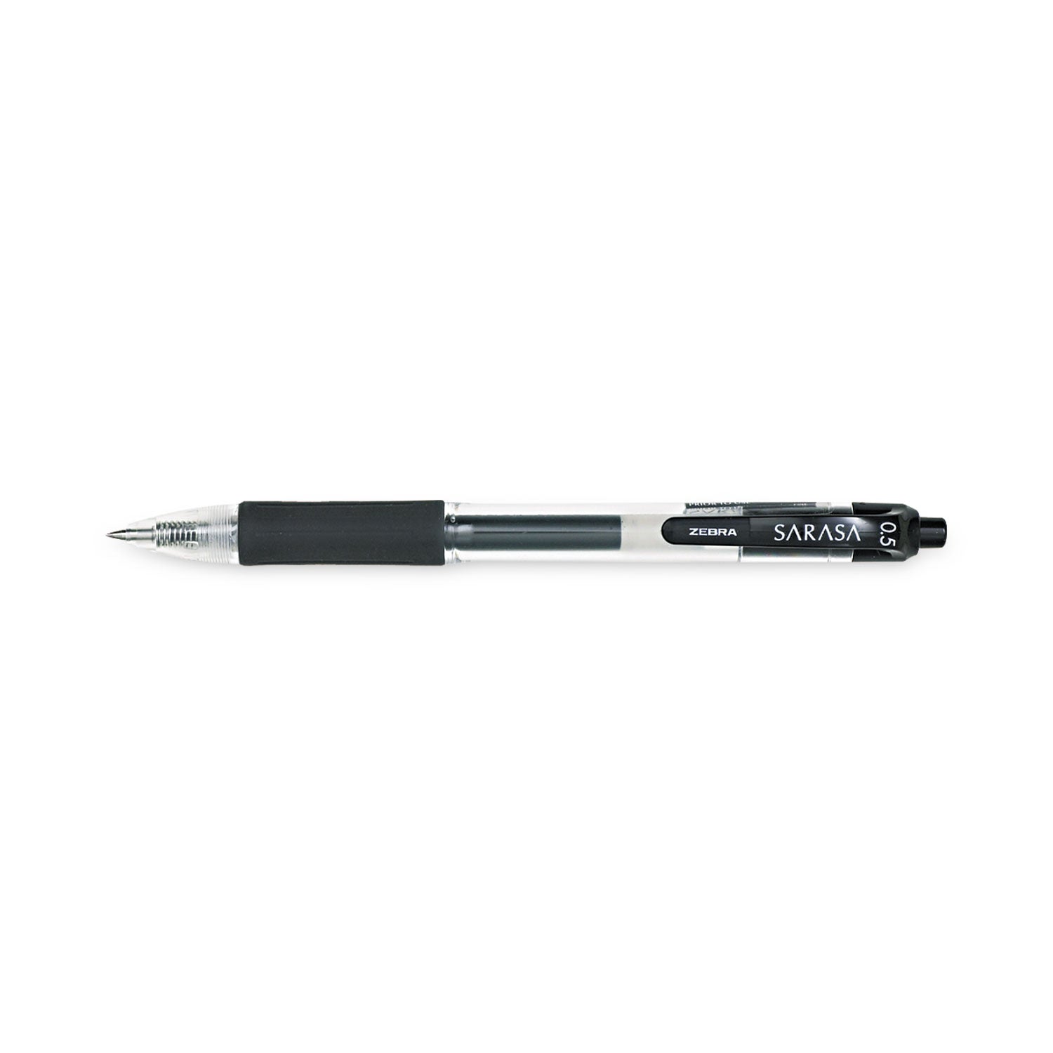 Sarasa Dry Gel X20 Gel Pen, Retractable, Fine 0.5 mm, Black Ink, Clear/Black Barrel, 12/Pack - 