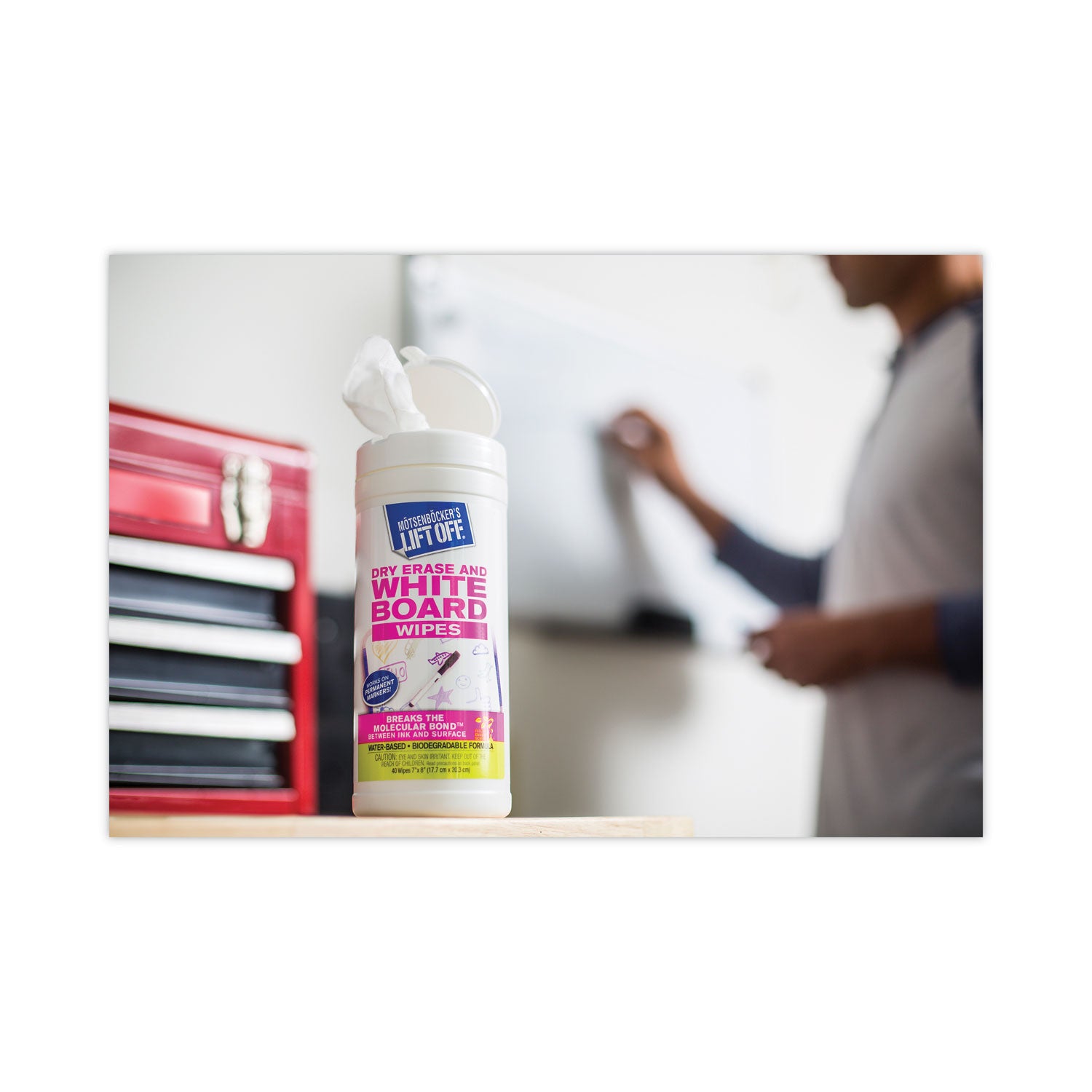 Dry Erase Cleaner Wipes, Cloth, 7 x 12, 40/Canister, 6 Canisters/Carton