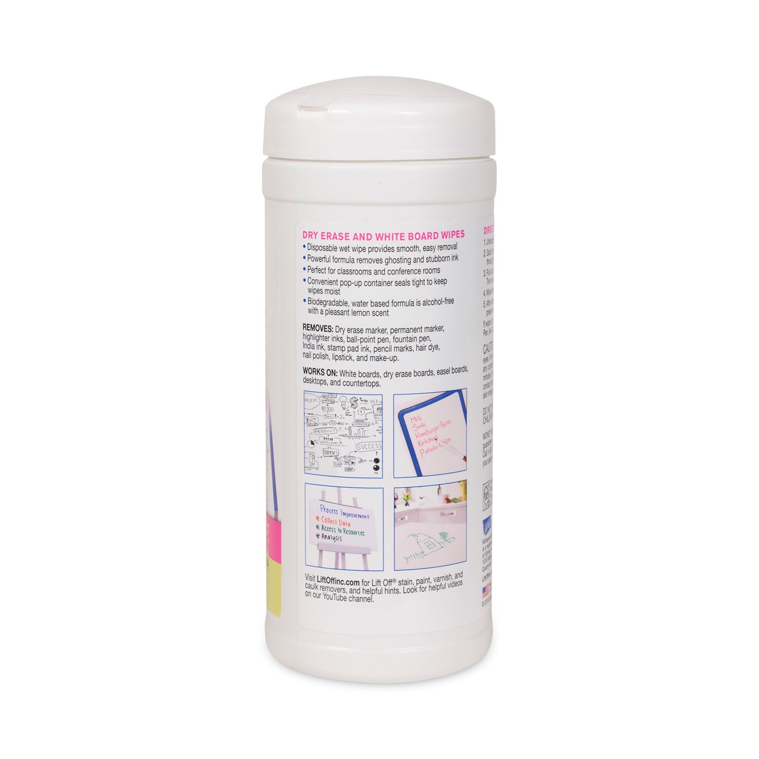 Dry Erase Cleaner Wipes, Cloth, 7 x 12, 40/Canister, 6 Canisters/Carton