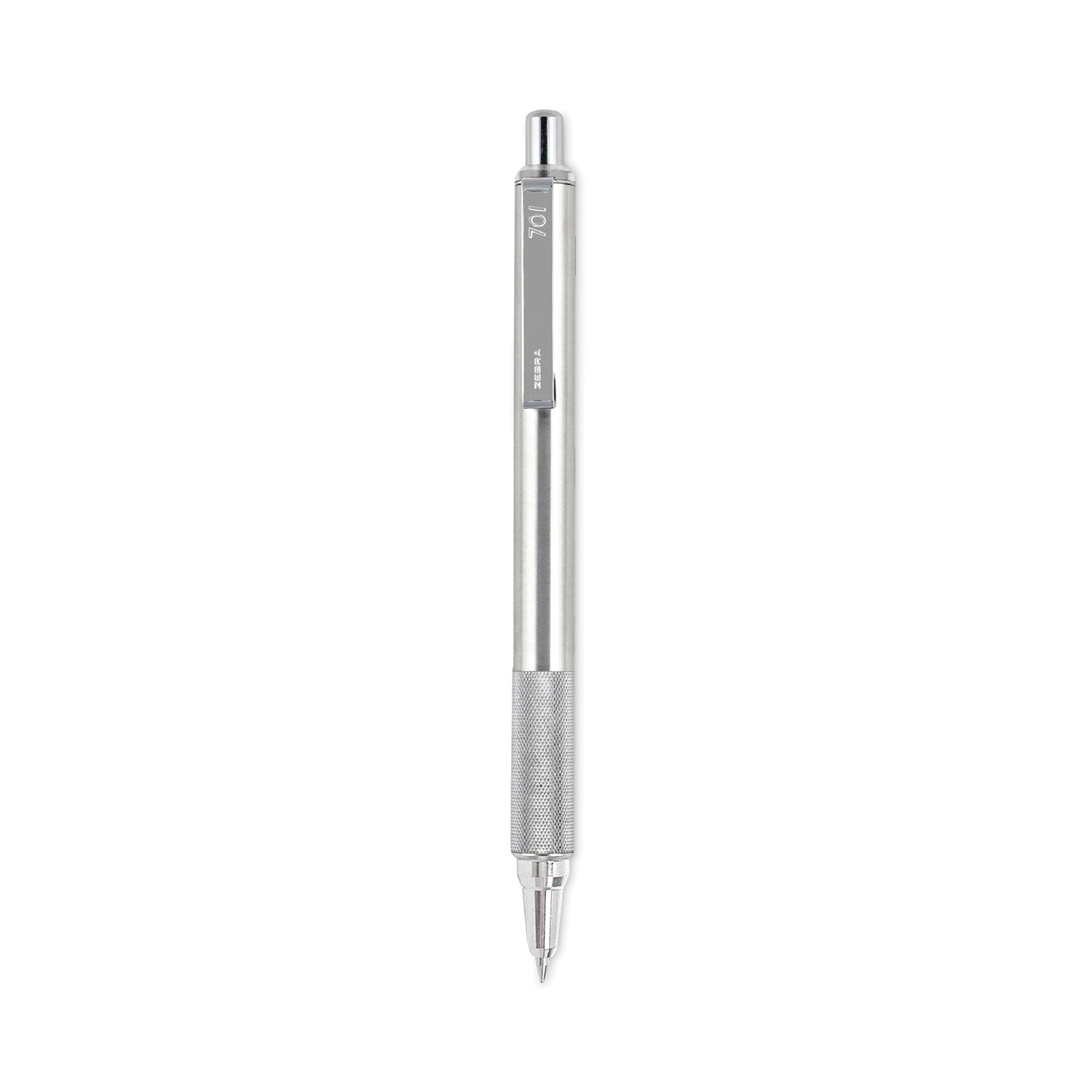 F-701 Ballpoint Pen, Retractable, Fine 0.7 mm, Black Ink, Stainless Steel/Black Barrel - 