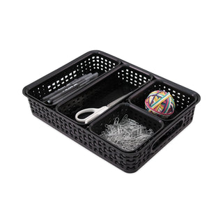 Advantus 5-pack Plastic Weave Bins - Desktop - Black - Plastic - 5 / Pack